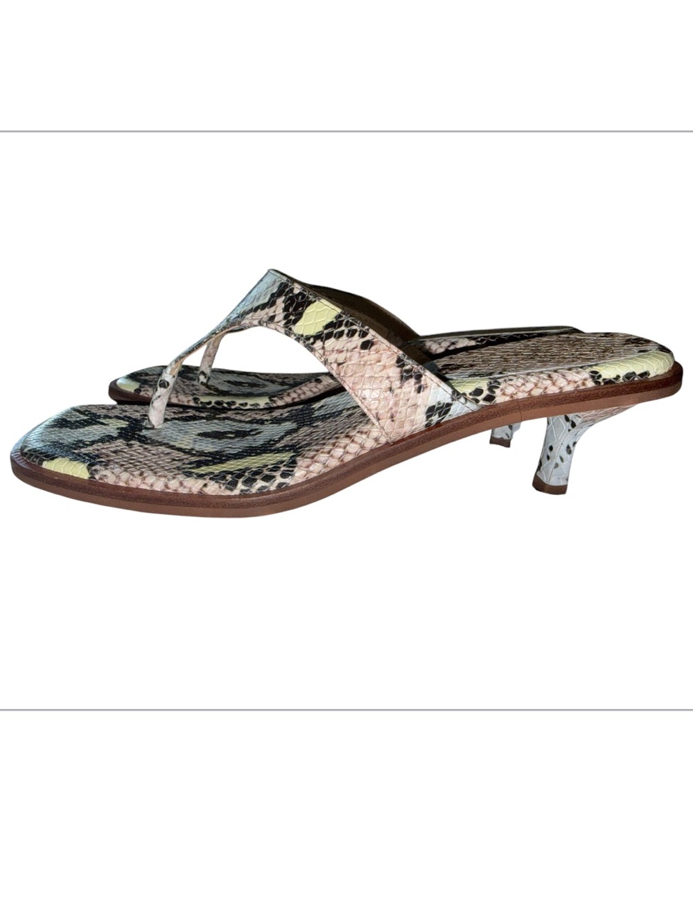 Vince Camuto Cannetta Sandal Snake-Print Kitten Heel leather Thong - Picture 3 of 8